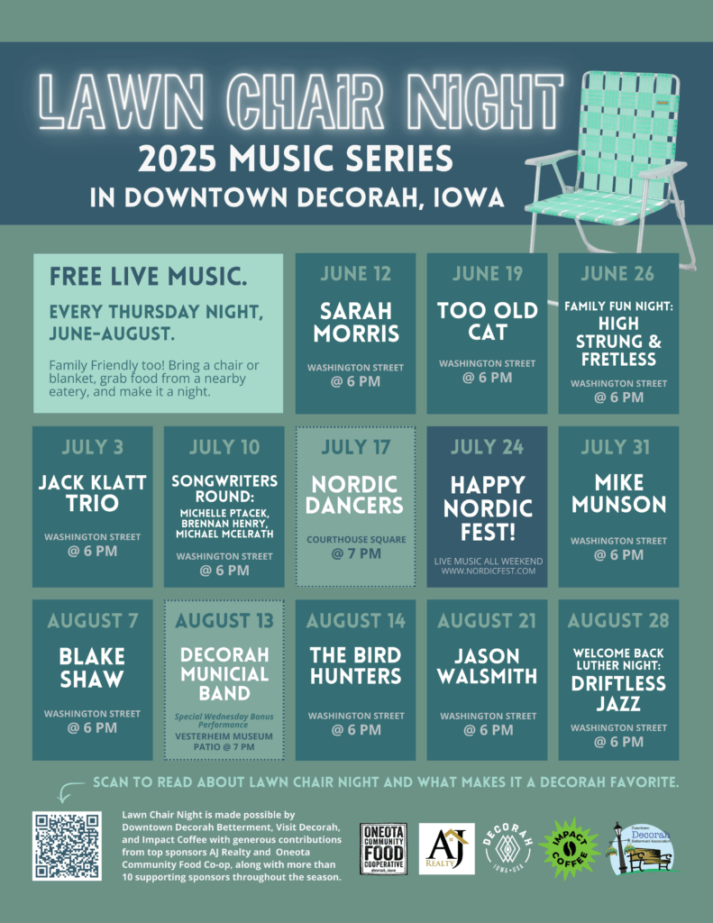 2025 Lawn Chair Night Schedule